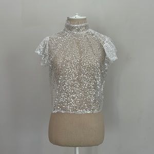 Zara sequin sheer blouse.